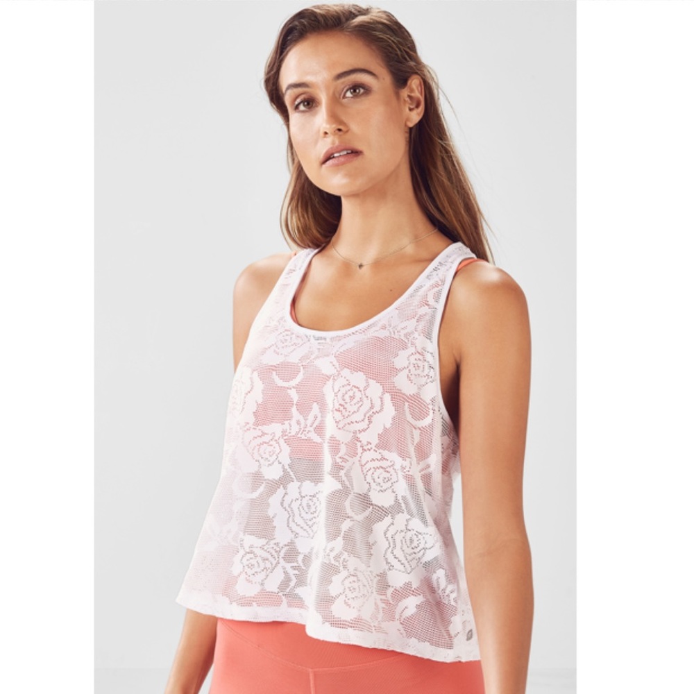 Fabletics White Lace Tank